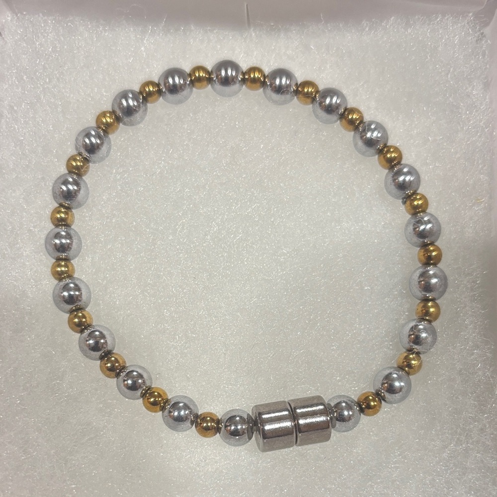 Elegant Handmade Ladies Silver and Gold Beaded Bracelet #21